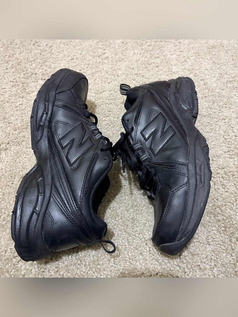 New Balance 608 Black Leather Athletic Lace-Up Sneakers